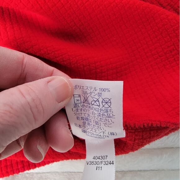 Lands’ End Men’s Fleece Pullover L Red Quarter Zip Waffle Knit Long Sleeve - Picture 9 of 9